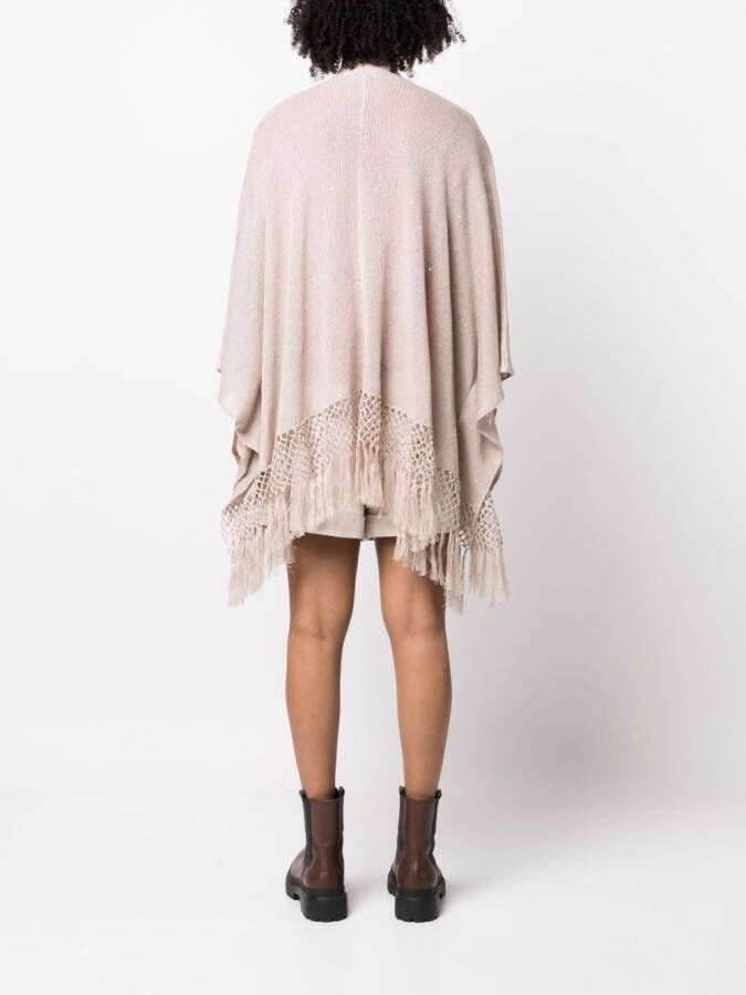 Brunello Cucinelli Poncho met franje BROWN