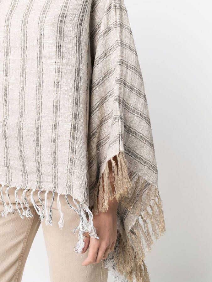 Brunello Cucinelli Poncho met kwastje afwerking Beige