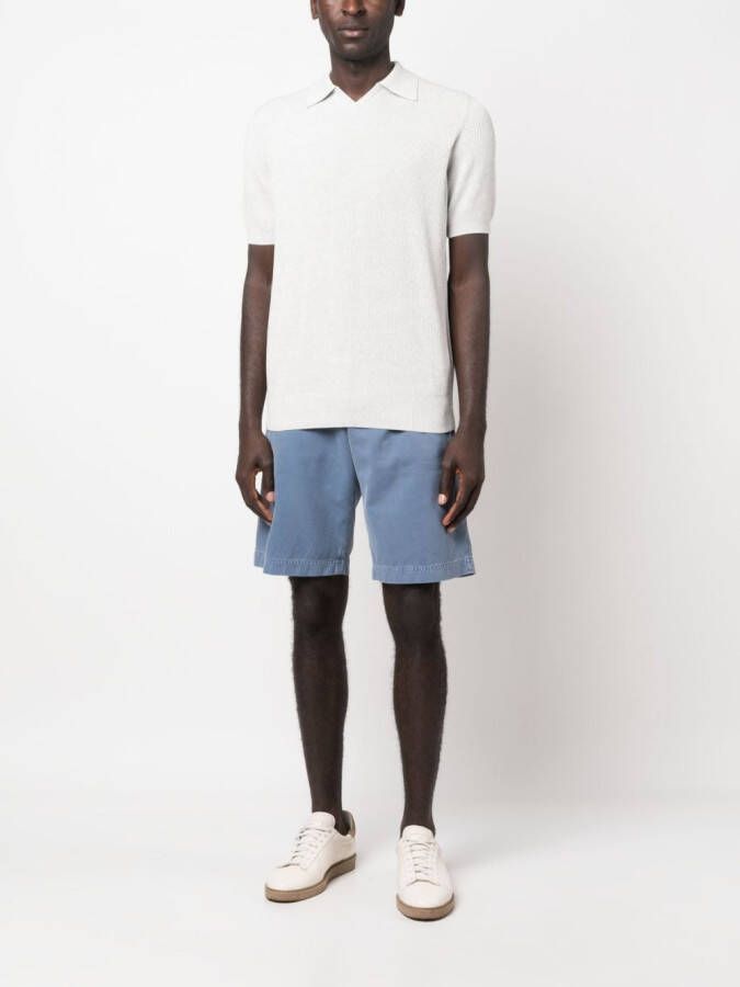 Brunello Cucinelli Ribgebreid poloshirt Grijs
