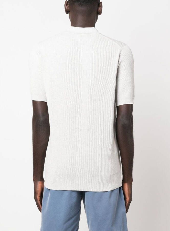 Brunello Cucinelli Ribgebreid poloshirt Grijs