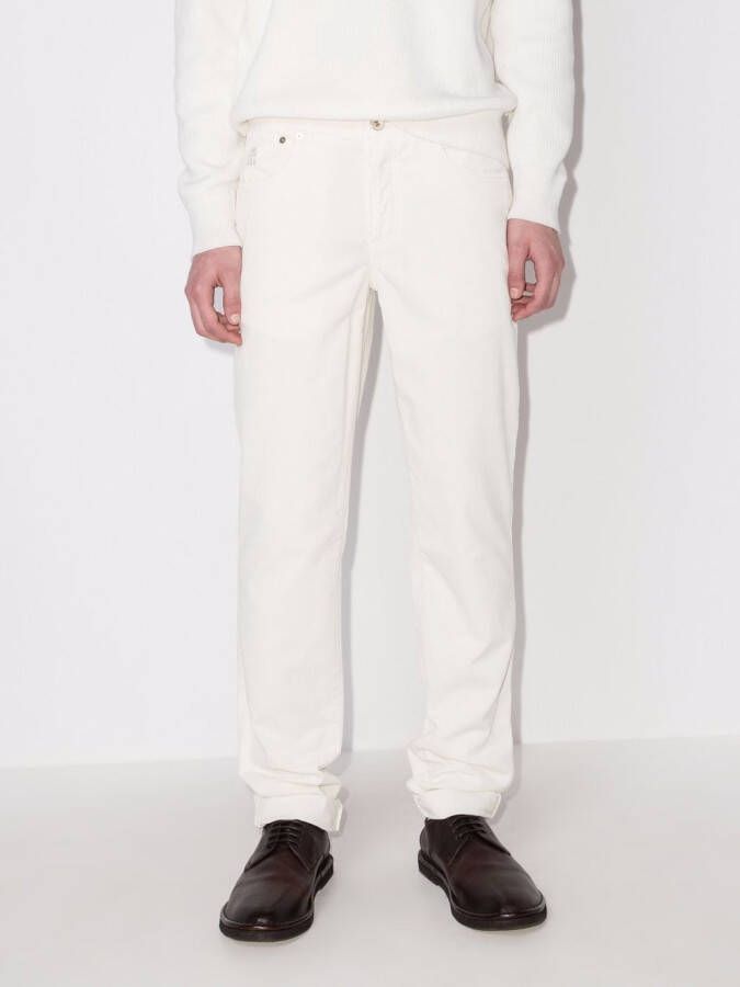Brunello Cucinelli Ribfluwelen broek Wit
