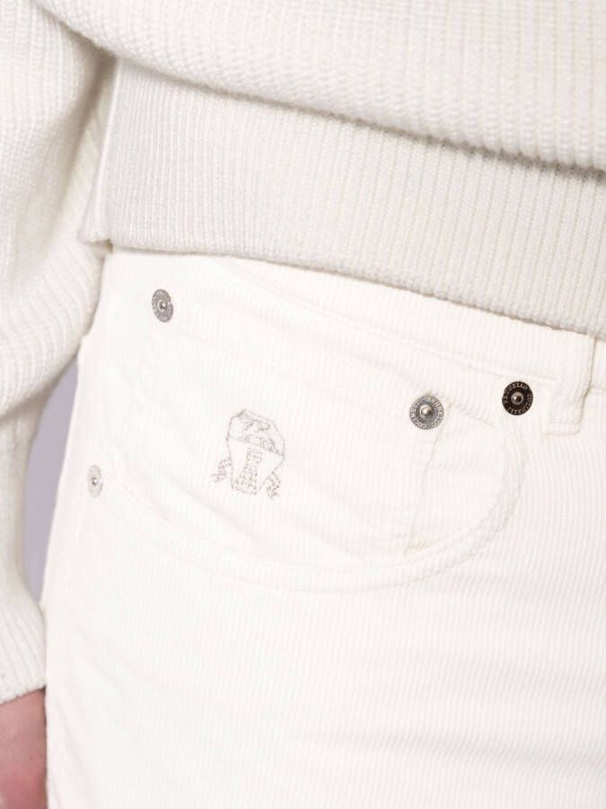 Brunello Cucinelli Ribfluwelen broek Wit