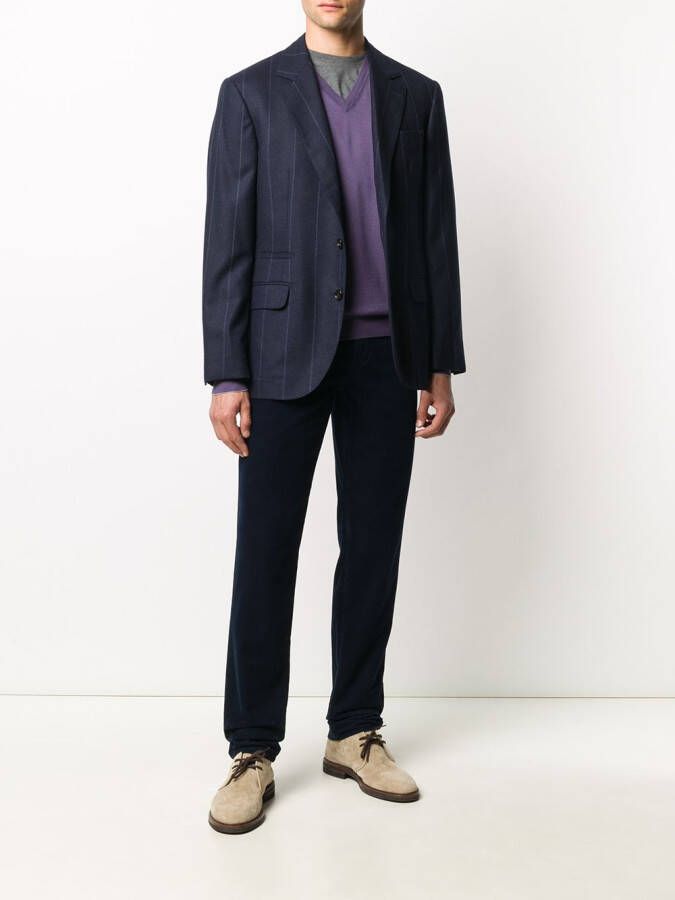 Brunello Cucinelli Ribfluwelen chino Blauw