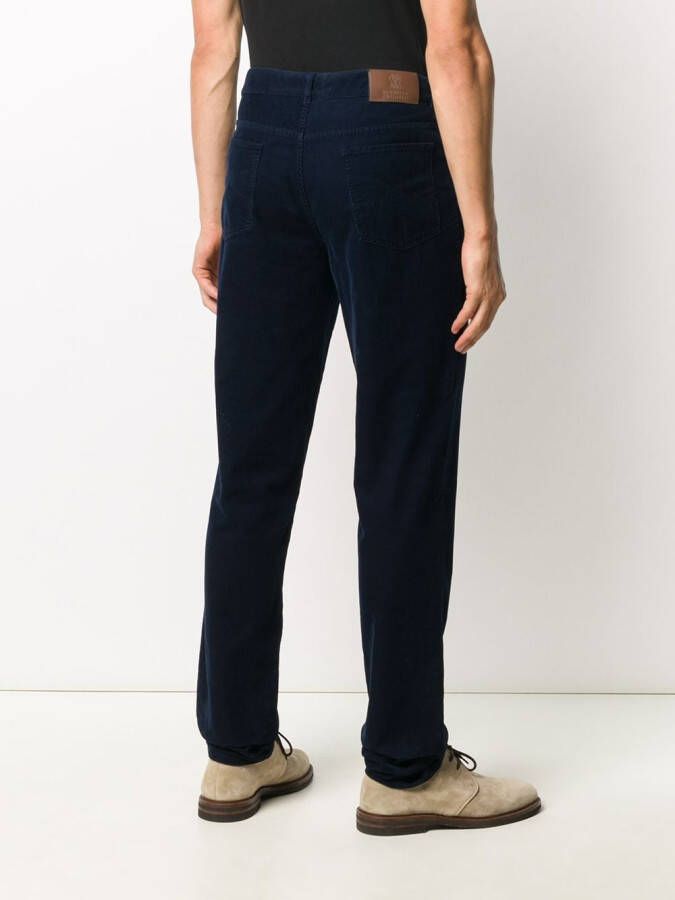 Brunello Cucinelli Ribfluwelen chino Blauw