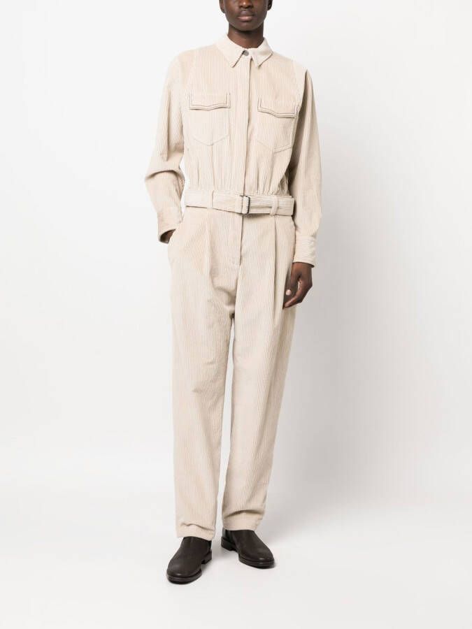 Brunello Cucinelli Ribfluwelen jumpsuit Beige