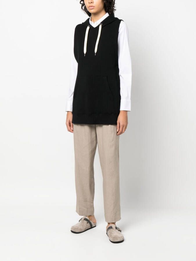 Brunello Cucinelli Ribgebreide hoodie Zwart