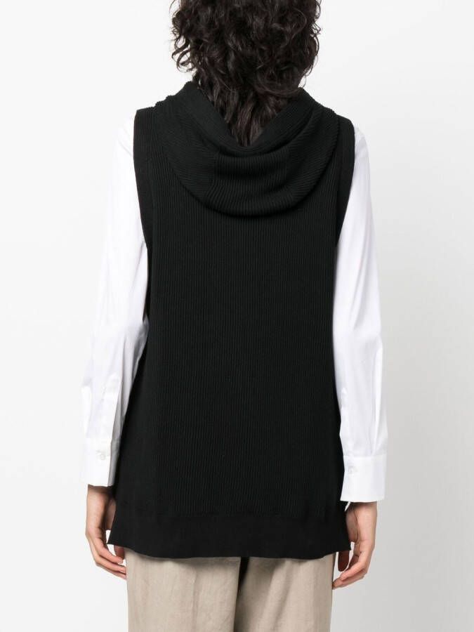 Brunello Cucinelli Ribgebreide hoodie Zwart