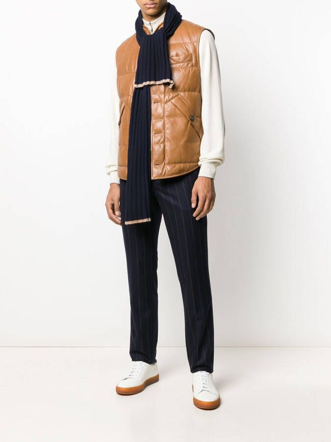Brunello Cucinelli Ribgebreide sjaal Blauw