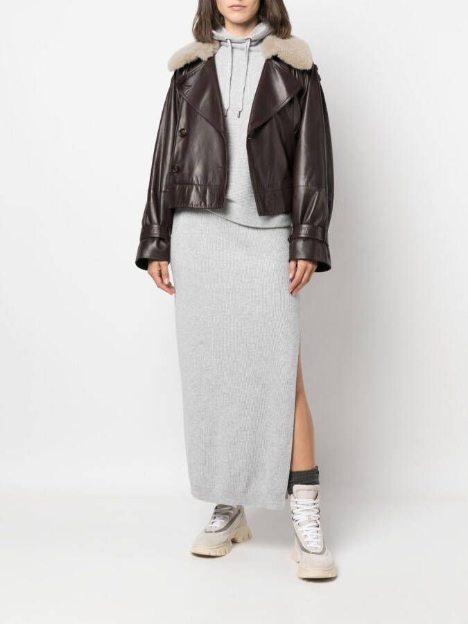Brunello Cucinelli Rok met zijsplit Grijs