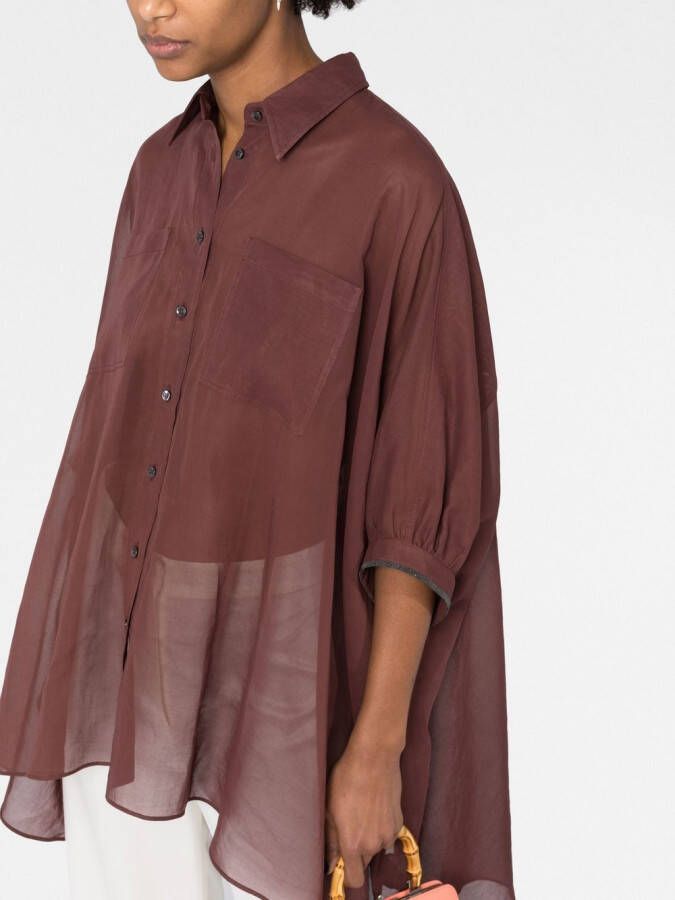 Brunello Cucinelli Semi-doorzichtige blouse Rood