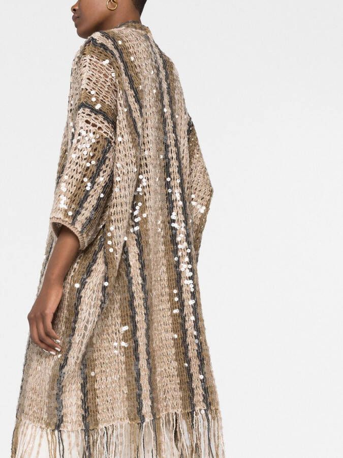 Brunello Cucinelli Vest verfraaid met pailletten Beige
