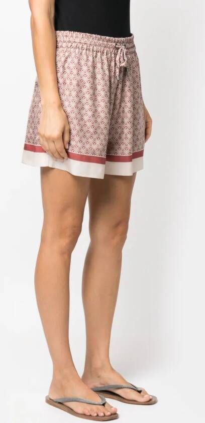 Brunello Cucinelli Shorts met geometrische print Rood