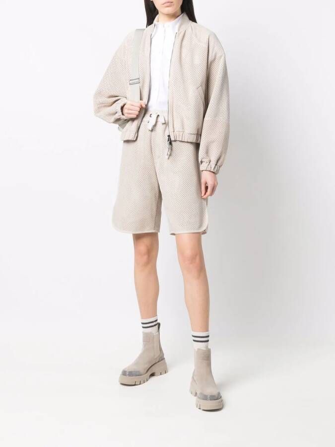 Brunello Cucinelli Shorts met trekkoordtaille Beige