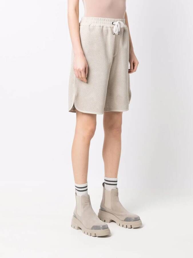 Brunello Cucinelli Shorts met trekkoordtaille Beige