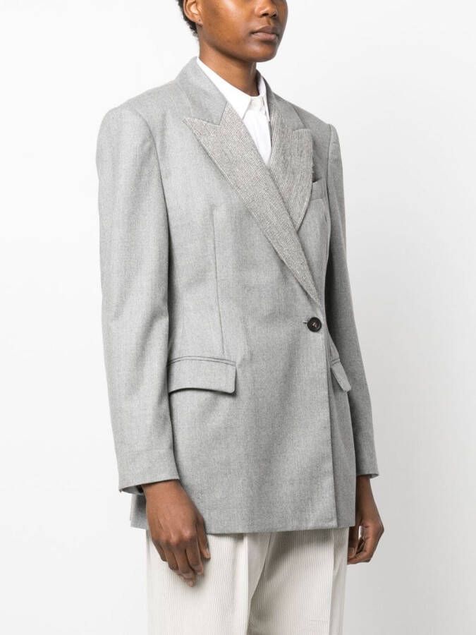 Brunello Cucinelli Blazer met enkele rij knopen Grijs