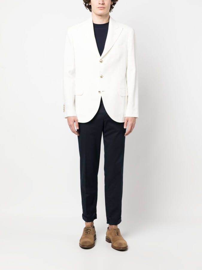 Brunello Cucinelli Blazer met enkele rij knopen Beige