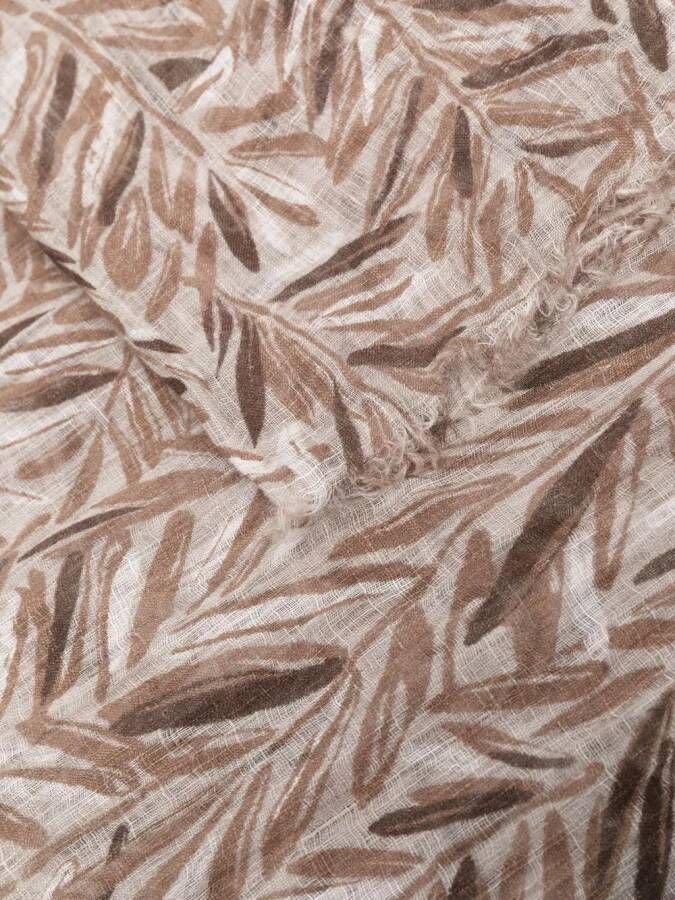 Brunello Cucinelli Sjaal met bladprint Bruin