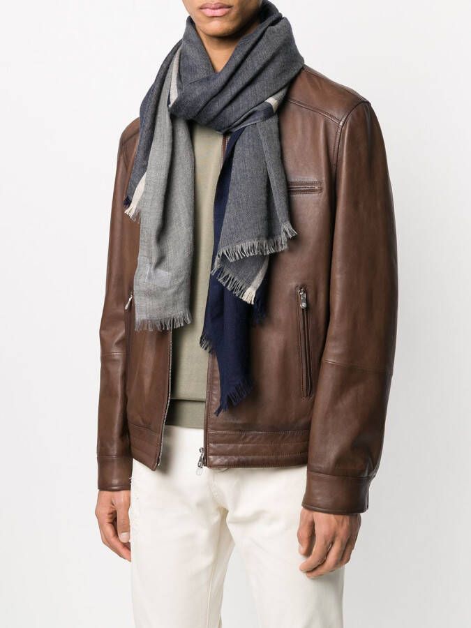 Brunello Cucinelli Sjaal met colourblocking Blauw