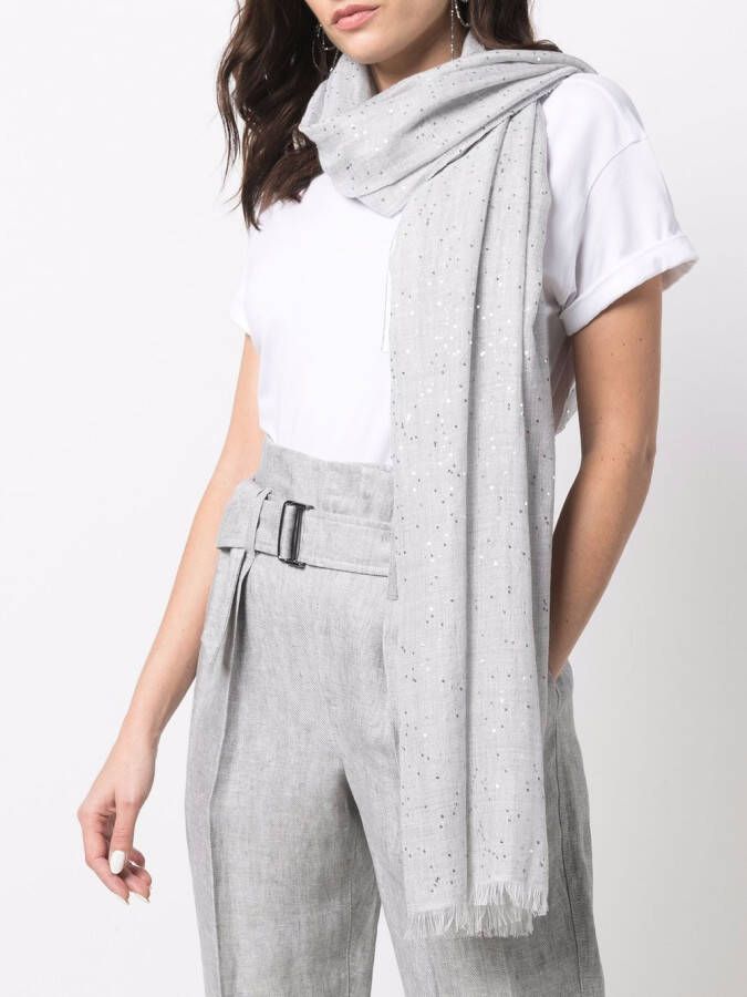 Brunello Cucinelli Sjaal met pailletten Grijs