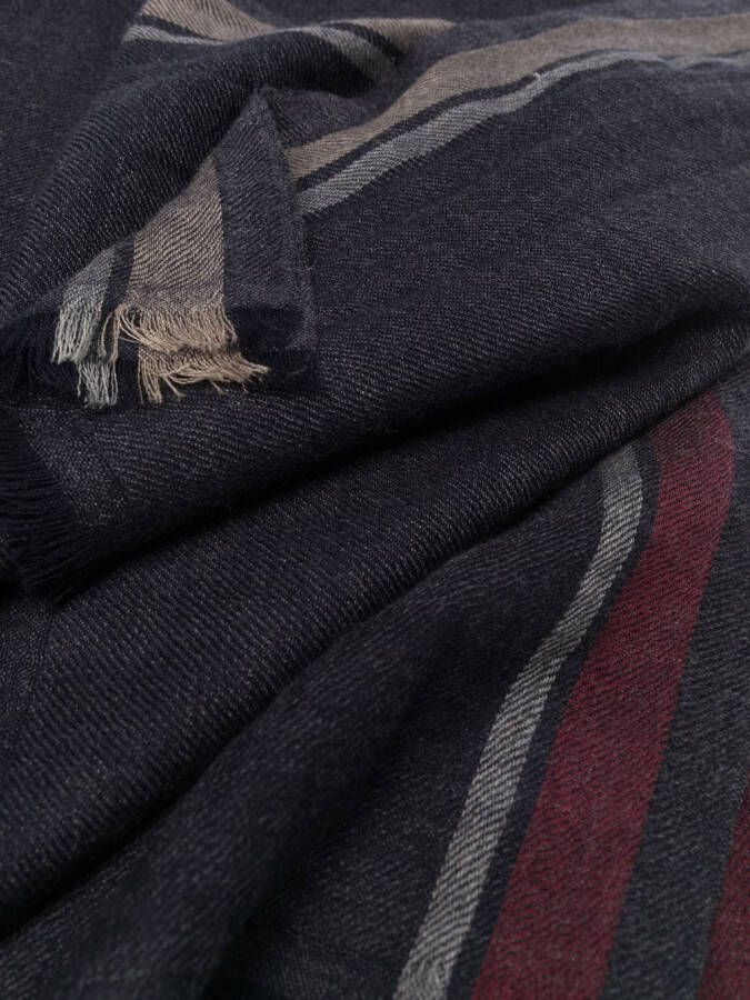 Brunello Cucinelli Sjaal met streepdetail Blauw