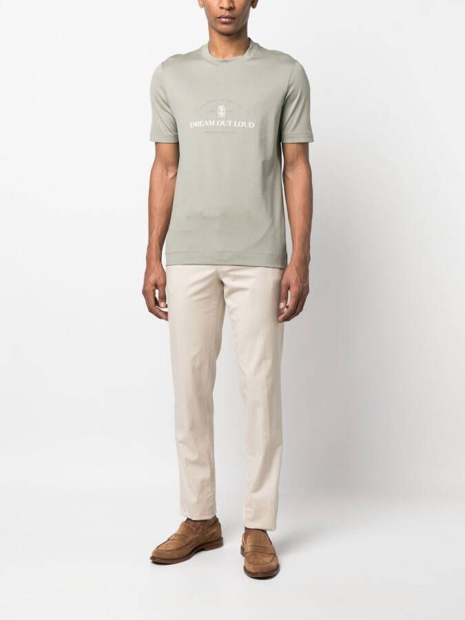 Brunello Cucinelli T-shirt met tekst Groen