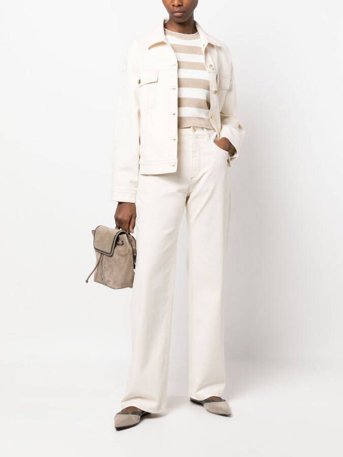 Brunello Cucinelli Gestreepte top Beige
