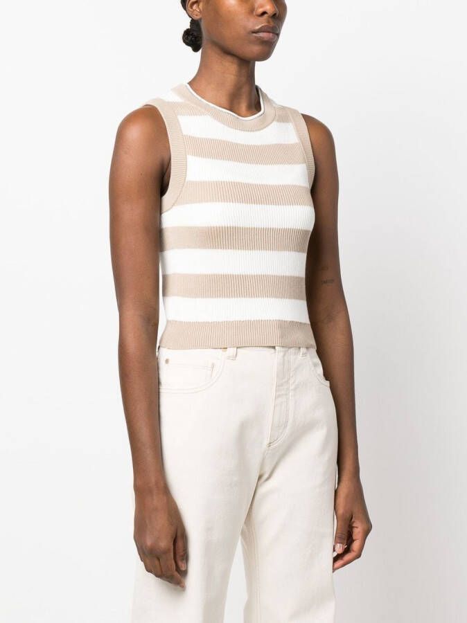 Brunello Cucinelli Gestreepte top Beige