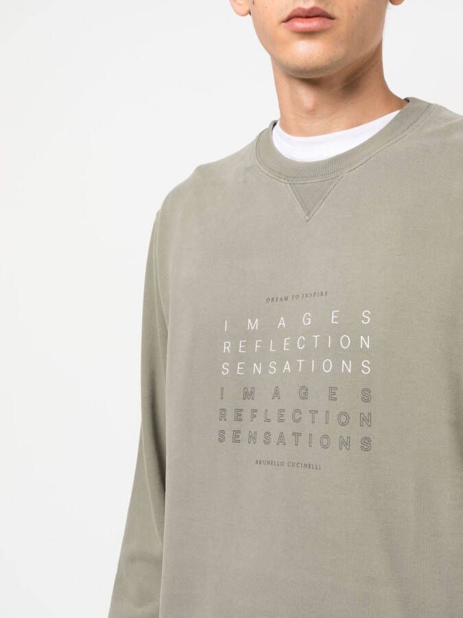 Brunello Cucinelli Sweater met logoprint Groen
