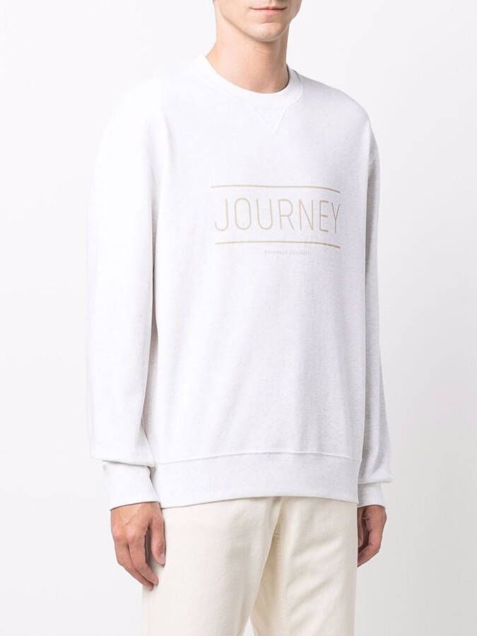 Brunello Cucinelli Sweater met tekst Beige