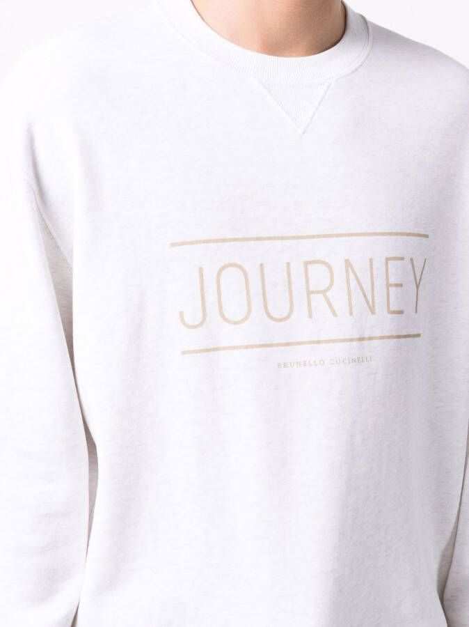 Brunello Cucinelli Sweater met tekst Beige