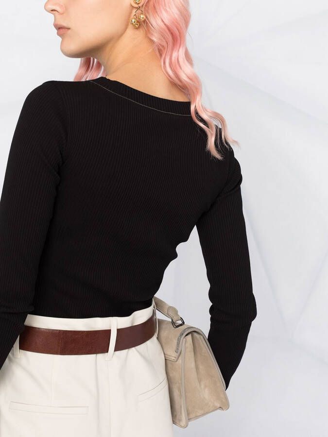 Brunello Cucinelli T-shirt met ketting afwerking Zwart