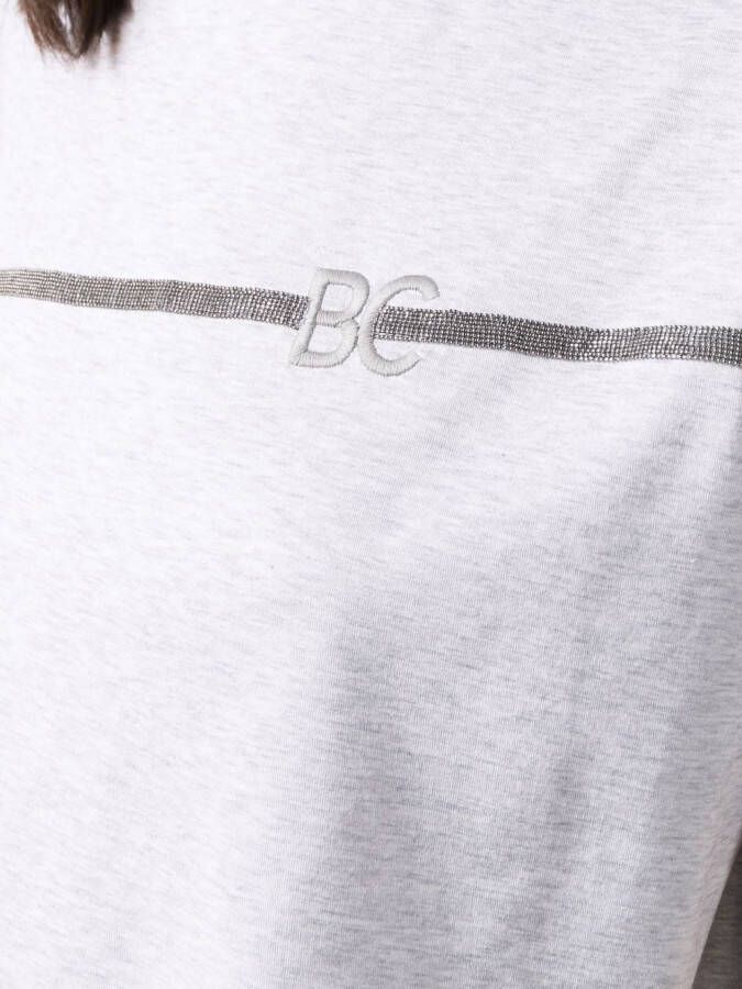 Brunello Cucinelli T-shirt met logoplakkaat Grijs