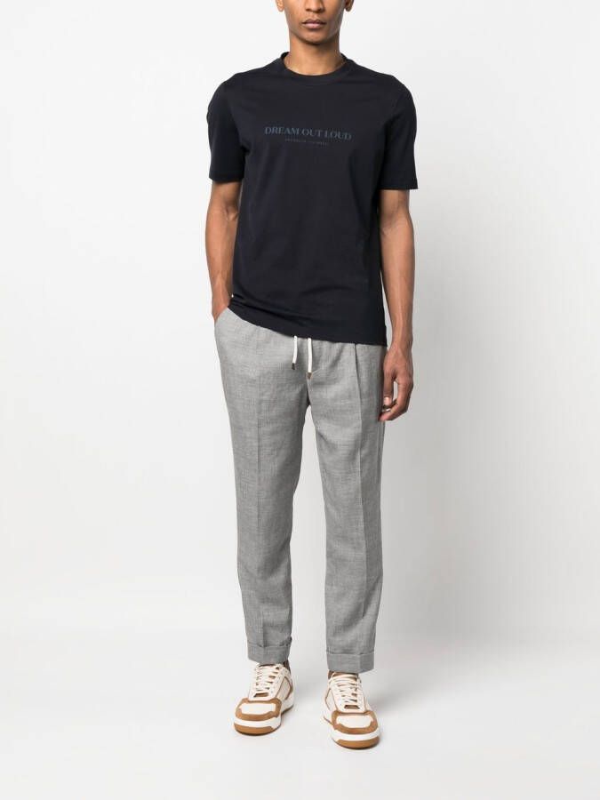 Brunello Cucinelli T-shirt met logoprint Blauw