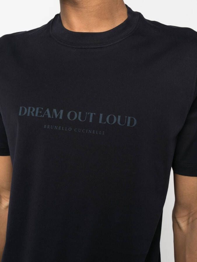 Brunello Cucinelli T-shirt met logoprint Blauw