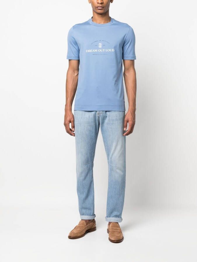 Brunello Cucinelli T-shirt met tekst Blauw