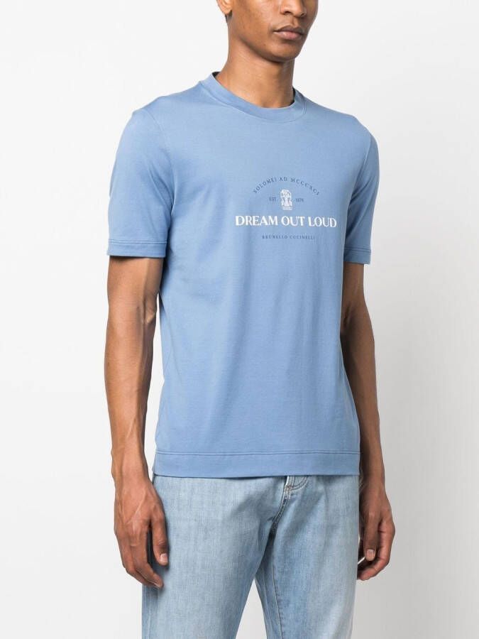 Brunello Cucinelli T-shirt met tekst Blauw
