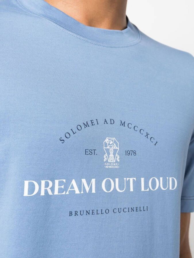 Brunello Cucinelli T-shirt met tekst Blauw