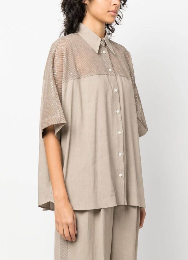 Brunello Cucinelli T-shirt verfraaid met pailletten Beige
