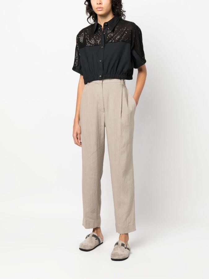 Brunello Cucinelli T-shirt verfraaid met pailletten Zwart