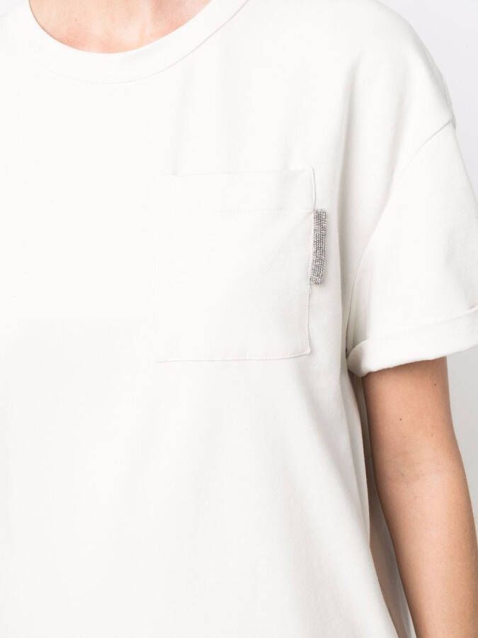Brunello Cucinelli T-shirtjurk met korte mouwen Beige