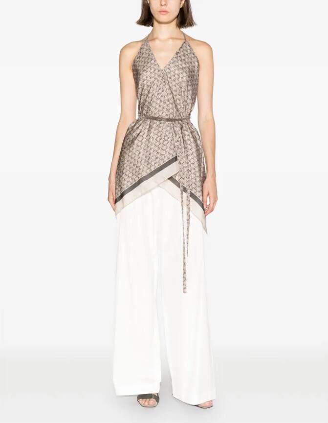 Brunello Cucinelli Top met geometrische print Beige