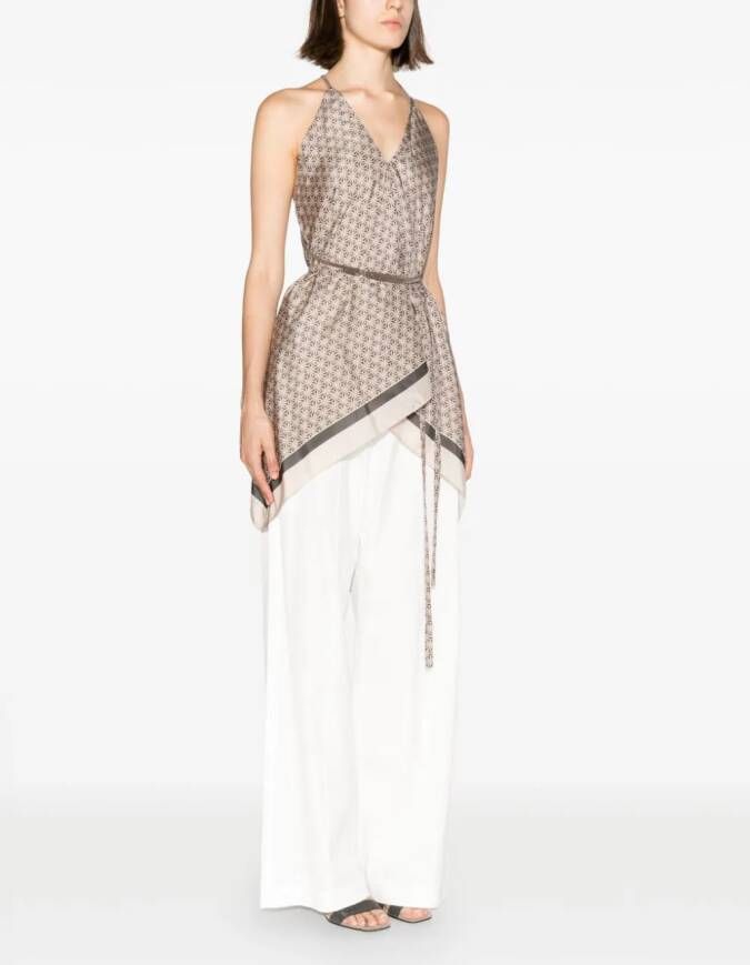 Brunello Cucinelli Top met geometrische print Beige