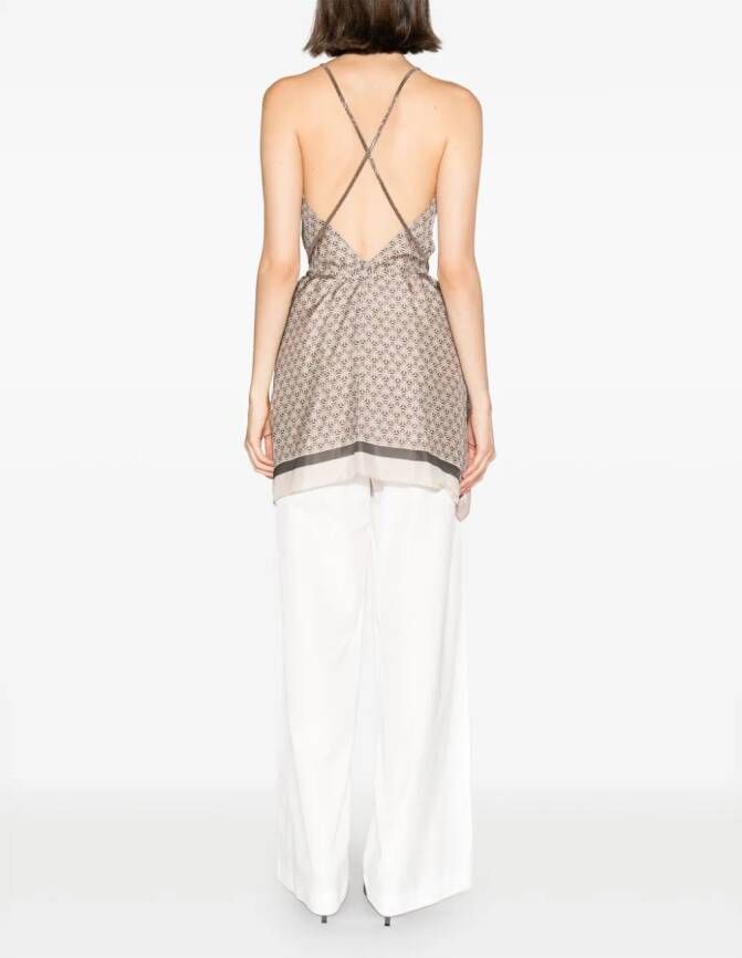 Brunello Cucinelli Top met geometrische print Beige