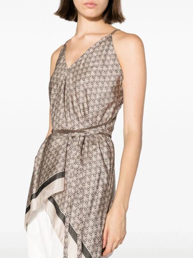 Brunello Cucinelli Top met geometrische print Beige
