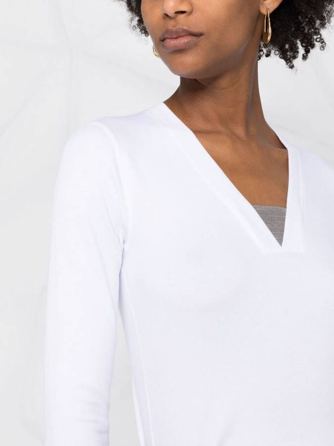 Brunello Cucinelli Top met V-hals Wit