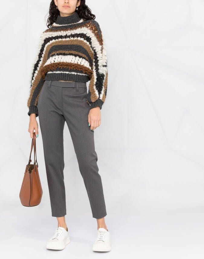 Brunello Cucinelli Trui met colourblocking Grijs