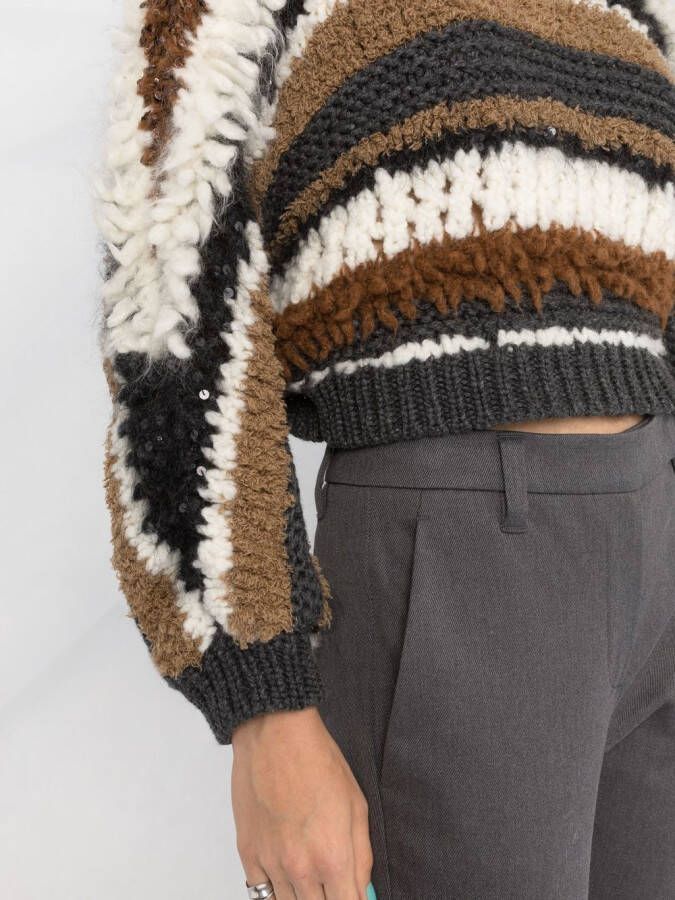 Brunello Cucinelli Trui met colourblocking Grijs