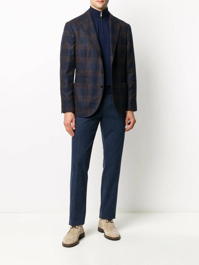 Brunello Cucinelli Trui met halve rits Blauw