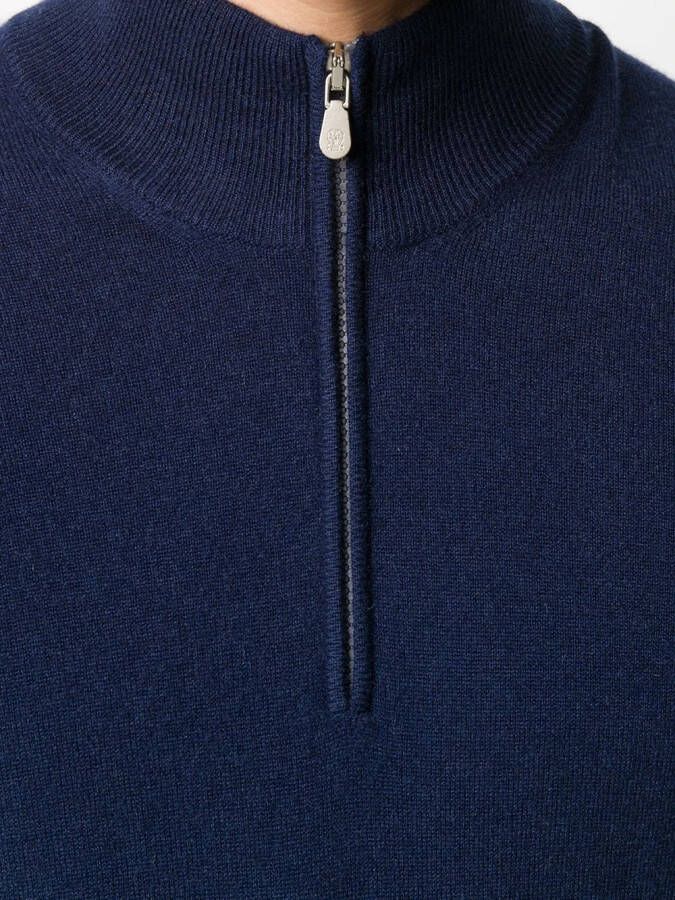Brunello Cucinelli Trui met halve rits Blauw