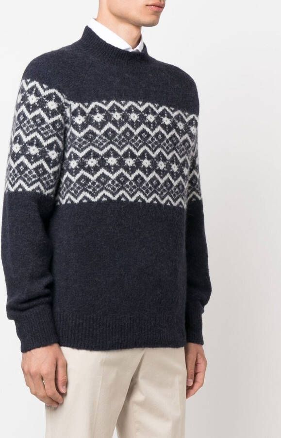 Brunello Cucinelli Trui met patroon Blauw